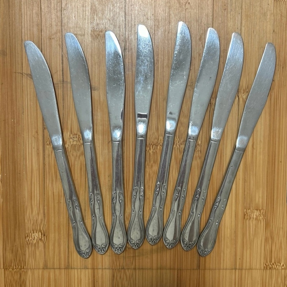 Simeon L & George H Rogers Co Knives (set of 8). Stainless Steel.